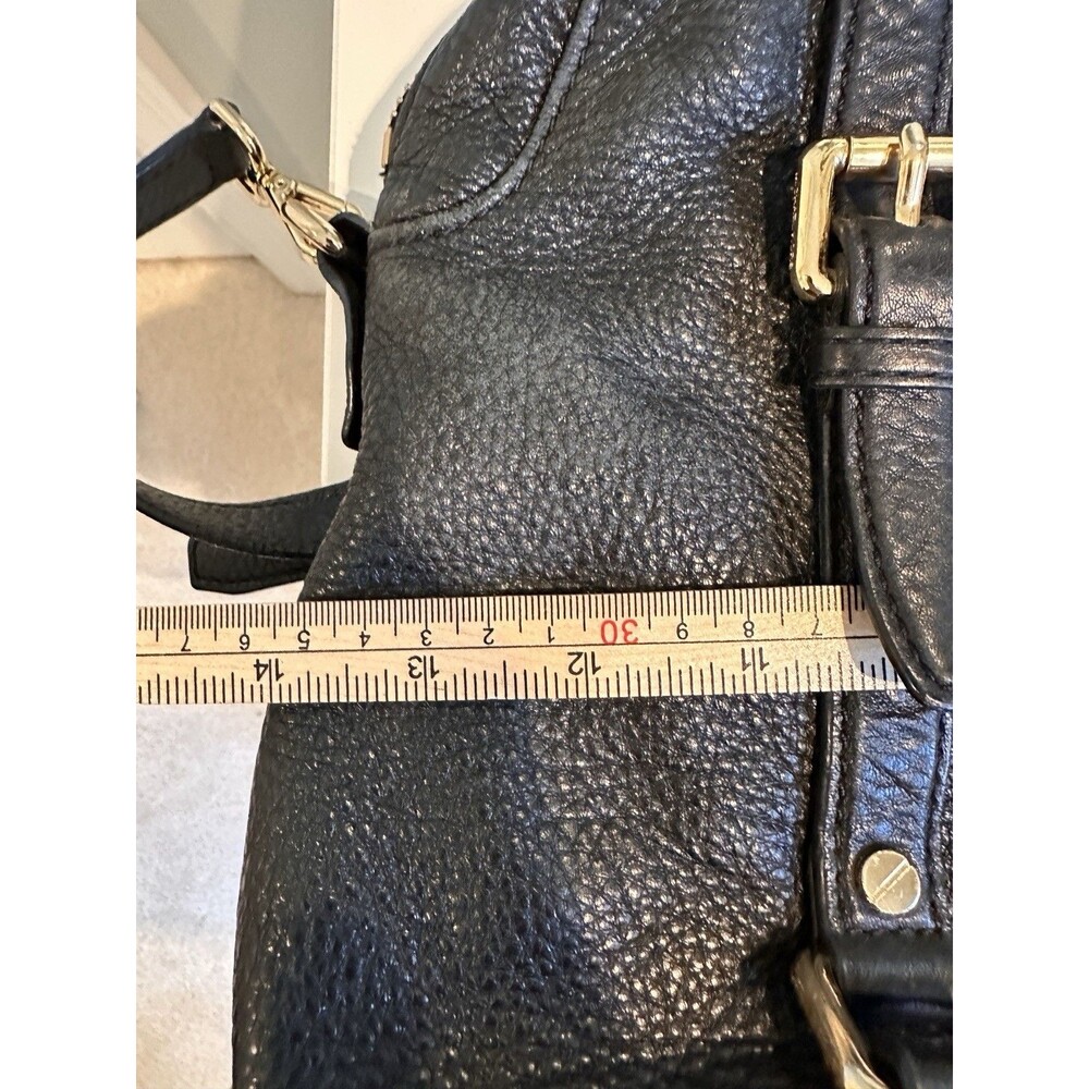 Michael Kors Bedford Black Pebbled Leather Satchel Crossbody Bag Gold Hardware - Picture 15 of 16